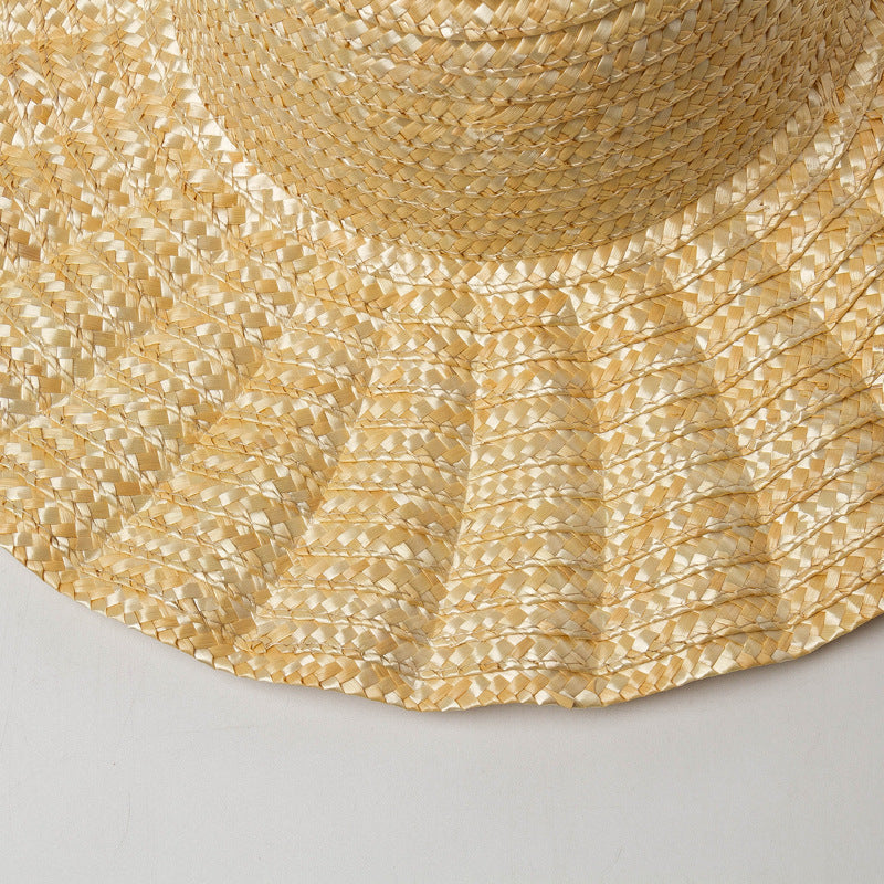 Children's New Shell Type Large Brim Strap Straw Hat