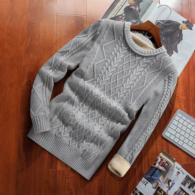 Slim-fit Twisted Solid Color Thick Warm Bottoming Shirt