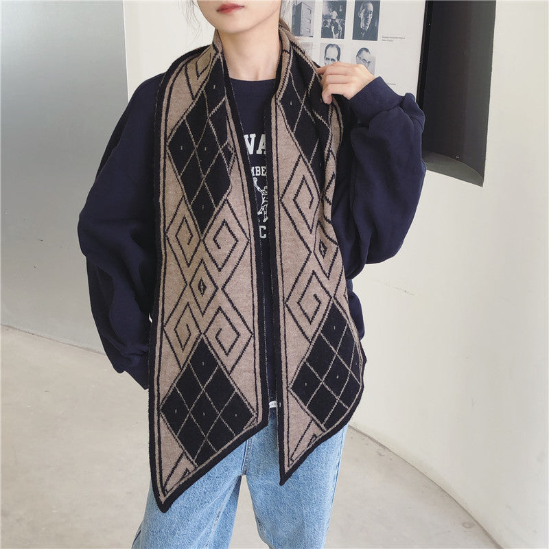 Women's Sharp-cornered Thick Warm Knitted Scarf