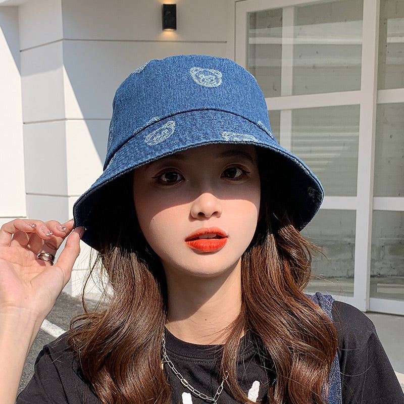 Denim Fisherman Hat Spring Bear Fashion Student Korean Style Sunshade