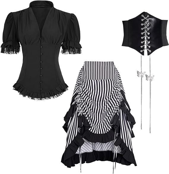 Artistic Retro Steampunk Gothic Skirt Set