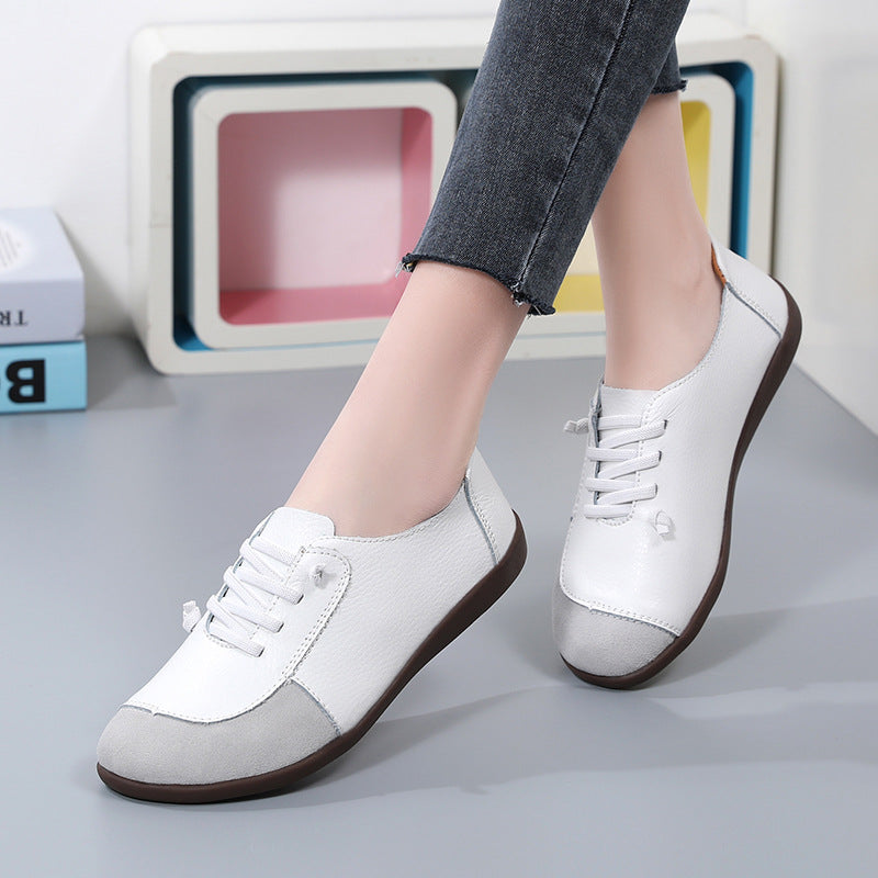 Match Comfortable Retro Cowhide Soft Soled Women's Shoes