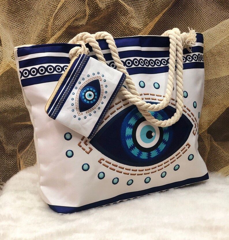 Devil's Eye Women's Cotton Portable Large Capacity Seaside Shoulder Bag