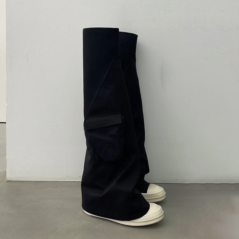 Internet Hot Canvas Pocket Pants Boots Genuine Leather