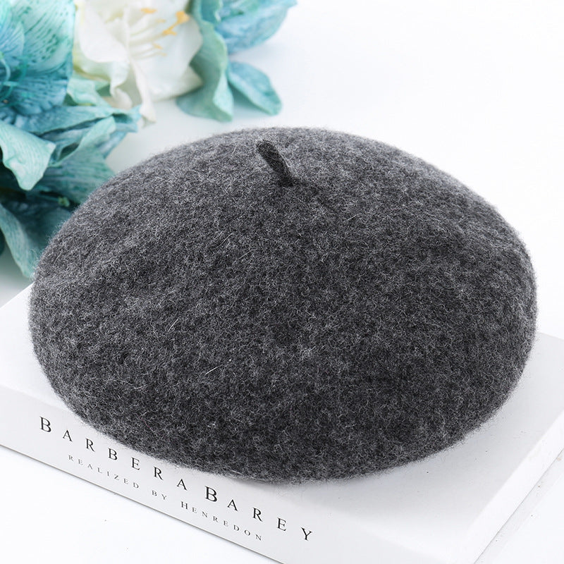 Women's Fashion Casual Solid Color Breathable Wool Tweed Hat