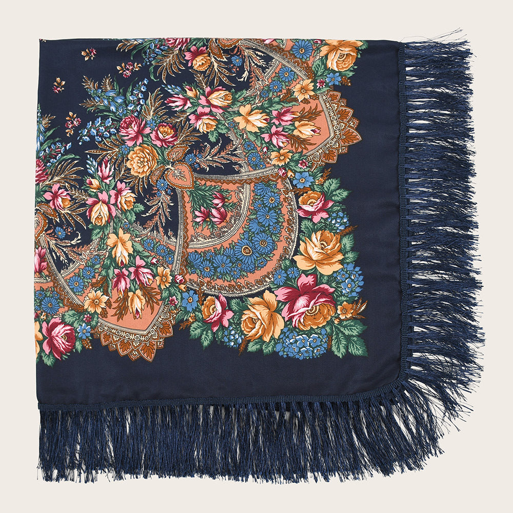 Shade And Sunscreen Printed Fringed Shawl