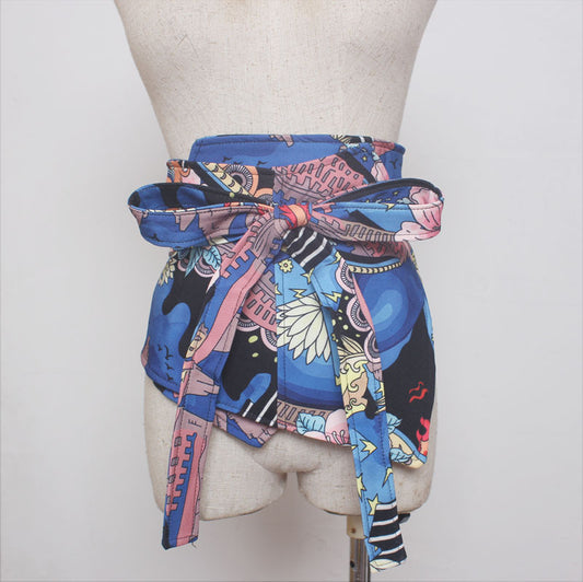 Painted Abstract Suit Material For Ladies With A Wide Waist Girdle