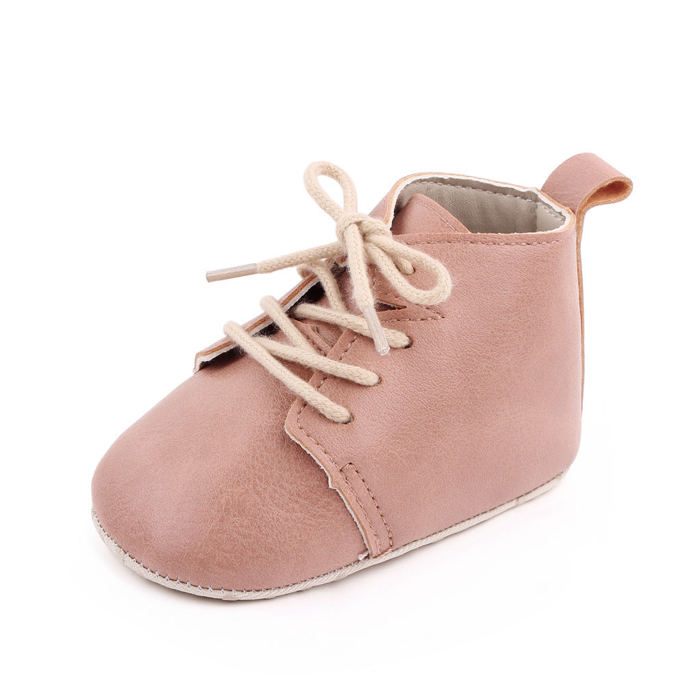 Girls' Fashion Simple PU Leather Lace Up Toddler Shoes