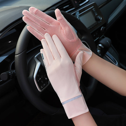 Ladies Ice Silk Gloves Sunscreen Anti-UV Outdoor Thin Style