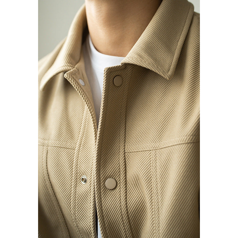Twill Texture Shirt Collar Workwear Jacket For Men