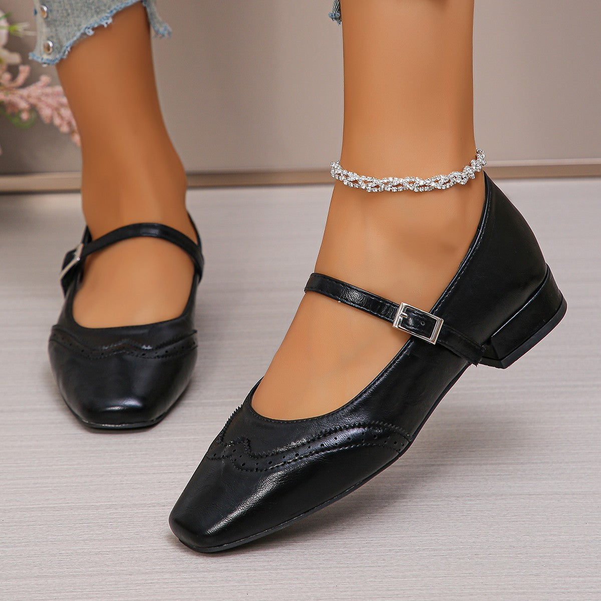 Nye Damer Casual Peep-toe Pumps Med En Enkel Remspænde