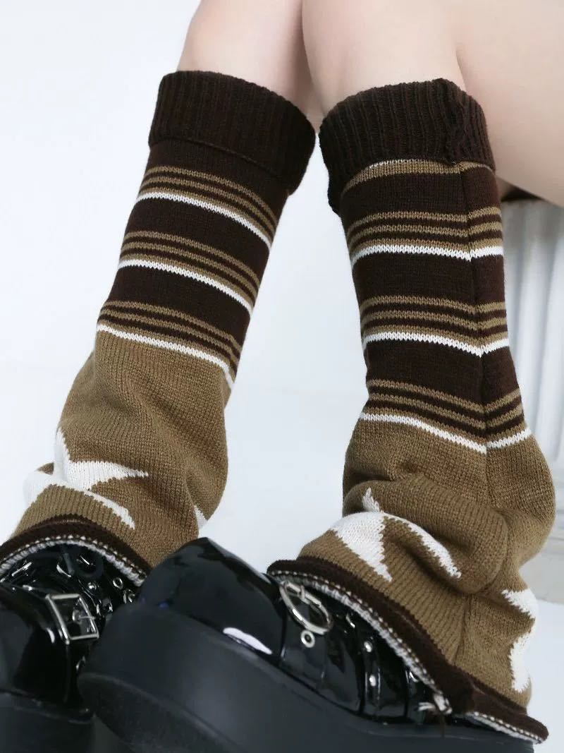 Brown Horn Socks With XINGX Mixed Color Stripe