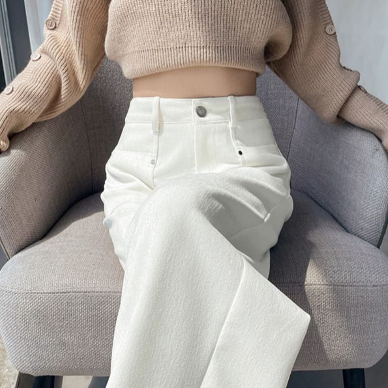 Chenille Woolen Wide-leg Pants Women's Thickened Straight Suit Pants Corduroy