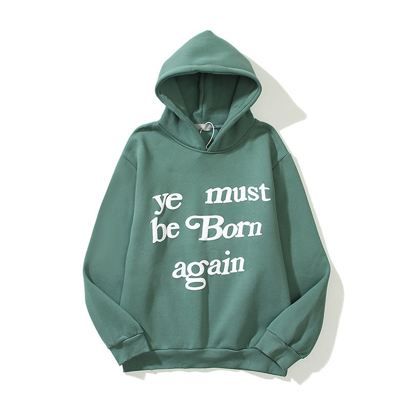 Letter Foam Print Men's And Women's Hoodie Plus Fleece Sweater