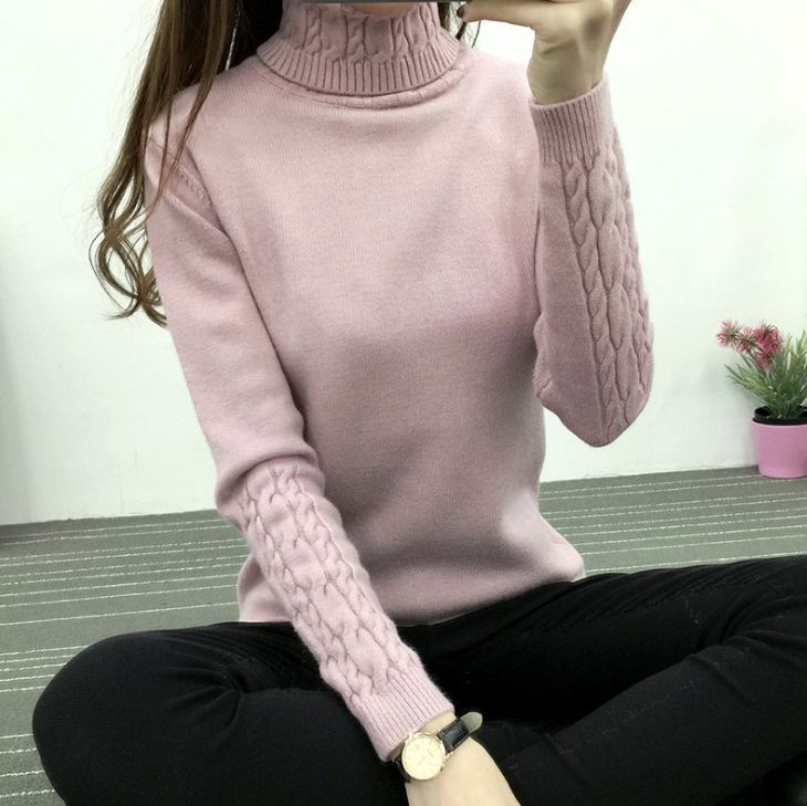 Turtleneck Cable-knit Pullover Thickened Slim Fit Slimming Sweater