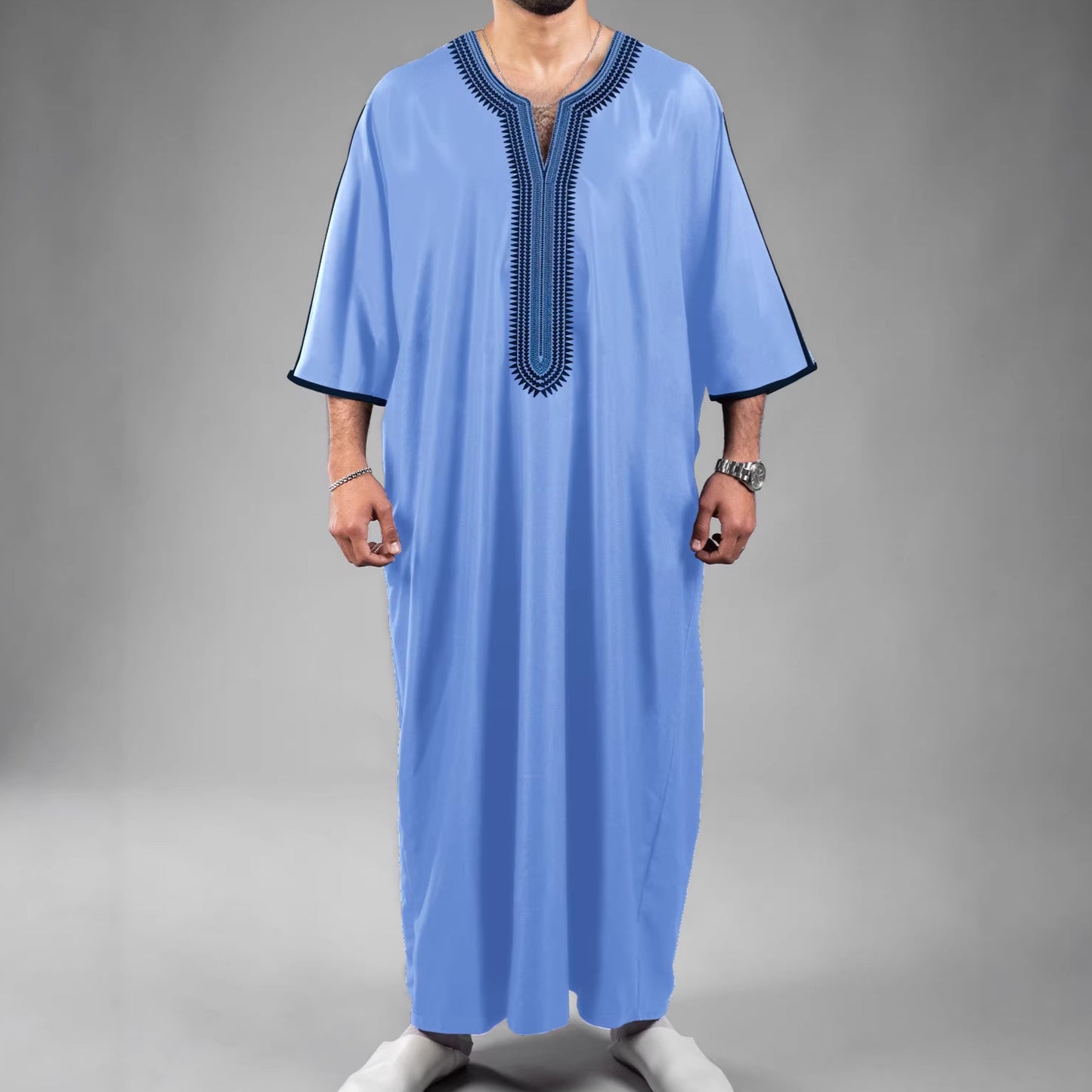 Digital-Print Ethnic Moroccan Mens Robe  3D