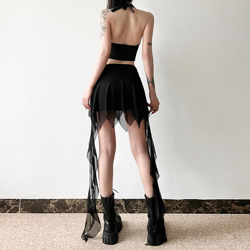 Women's Solid Color Slim Street High Waist Voile A- Line Skirt