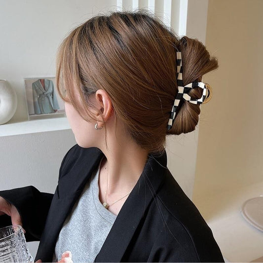 Black And White Chessboard Check Hair Card Headwear