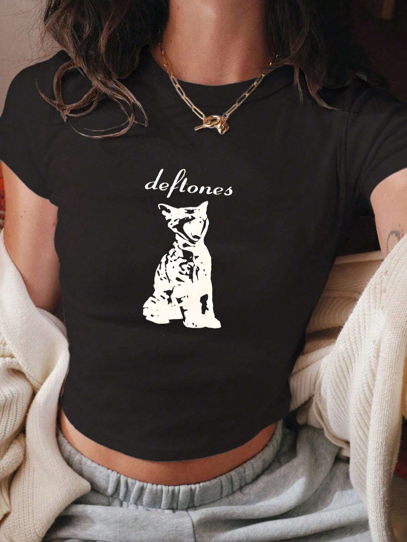 Printed Slim-fit Shoulder T-shirt Sweet And Spicy Top