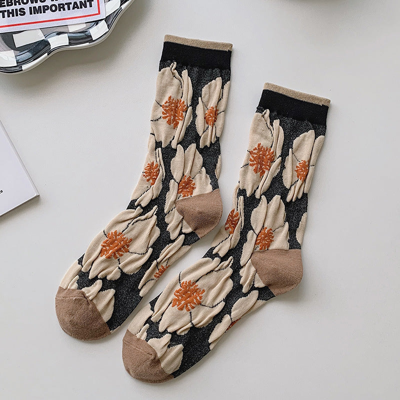 Black Women's Tube Socks Pure Cotton