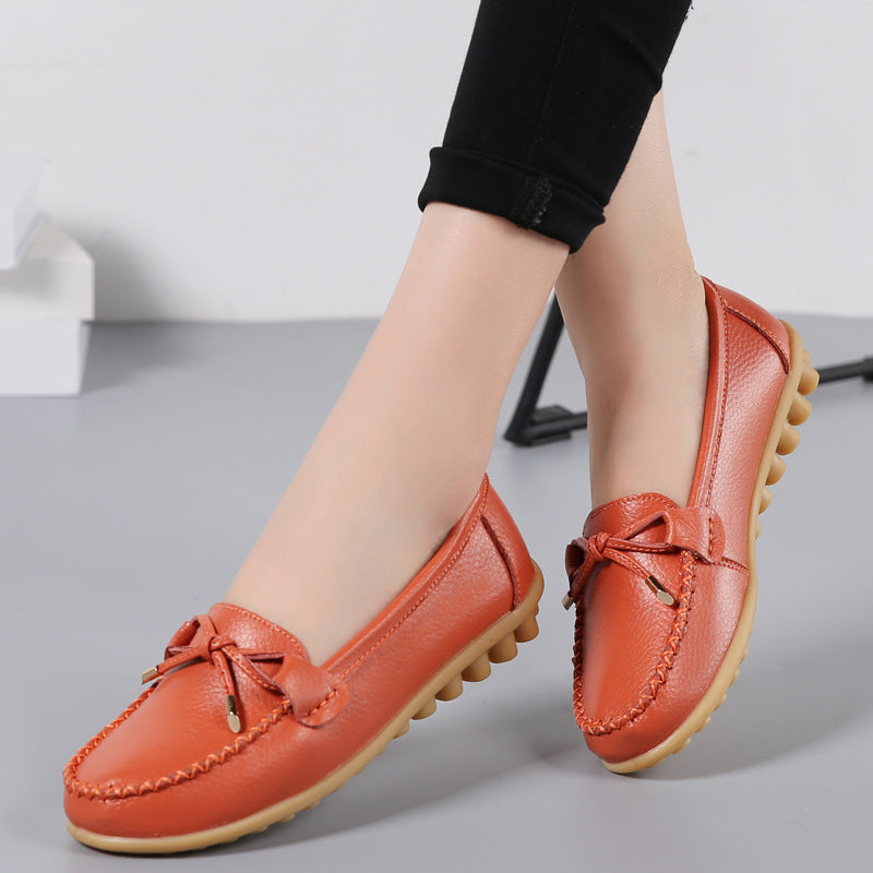 Women's Casual Flat Two-layer Cowhide Gommino