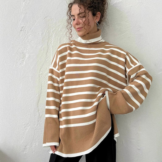 New High-neck Pullover Knit Sweater A Versatile, Relaxed-fit Design