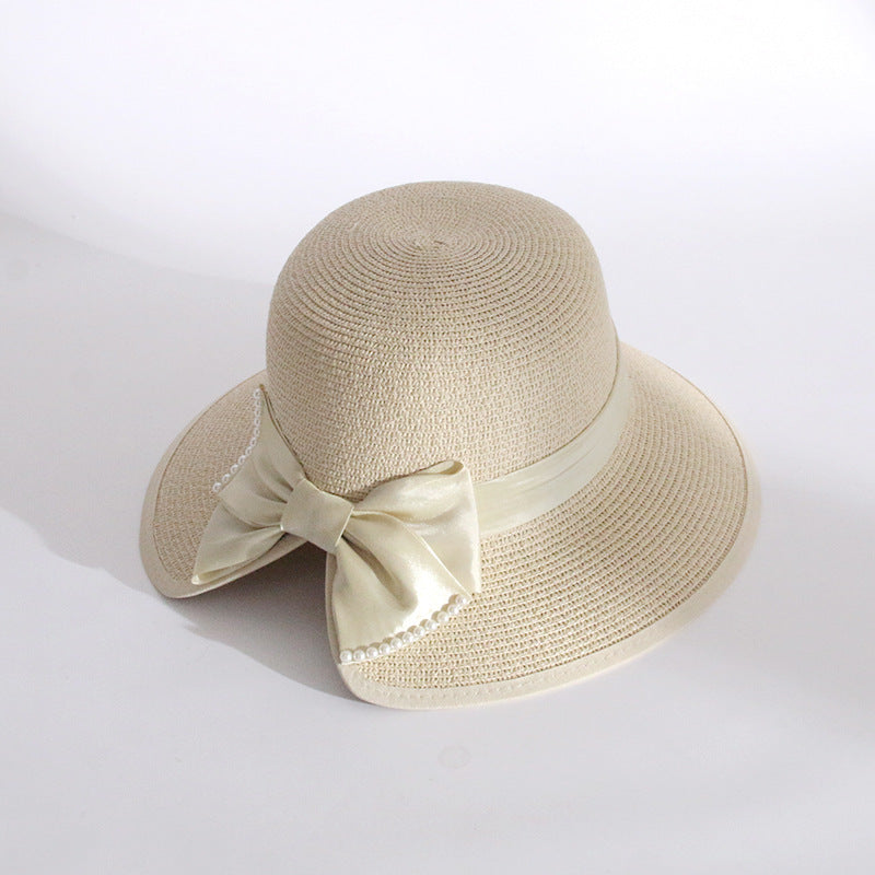 Women's Fashion Pearl Large Eaves Cover Face Sun Protection Fisherman's Hat