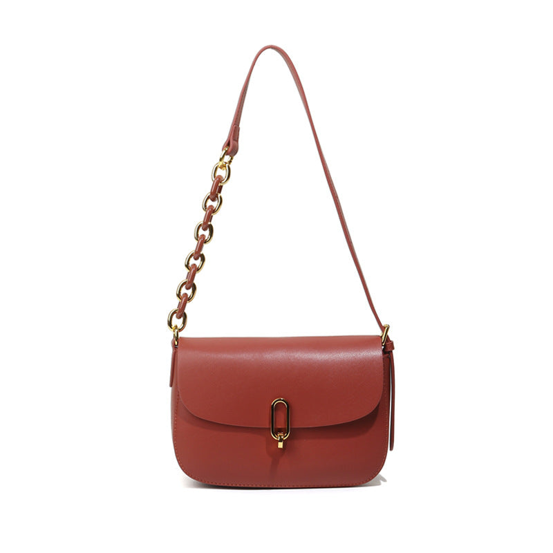 Women's Fashion Simple Locking Shoulder Crossbody Bag