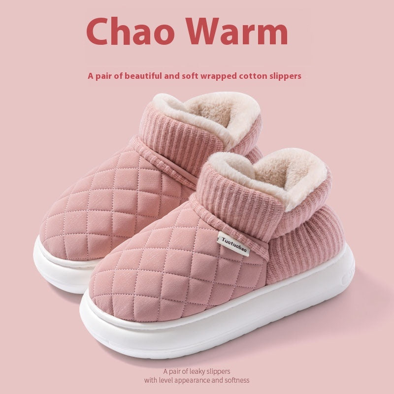 Thick Bottom Non-slip Cotton Shoes Women's Wear-resistant Home Wear