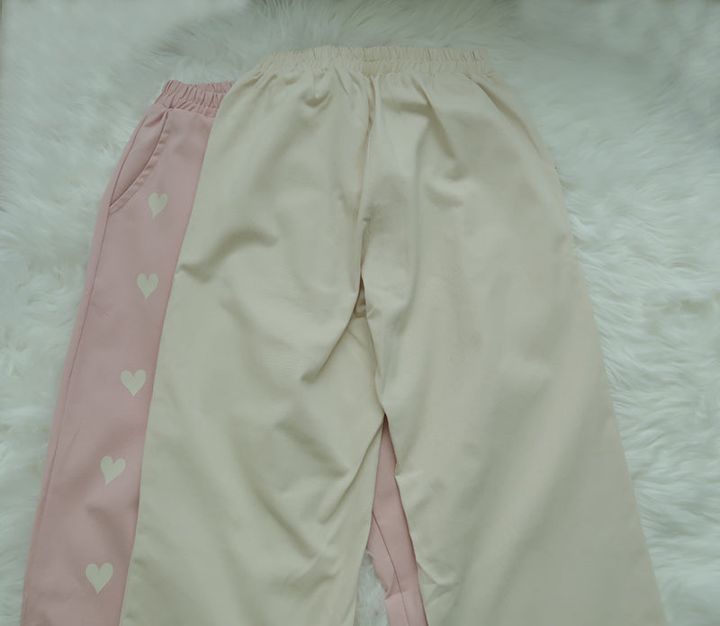 Japanese Soft Girl Ins Tide Love Print Straight Loose Jeans