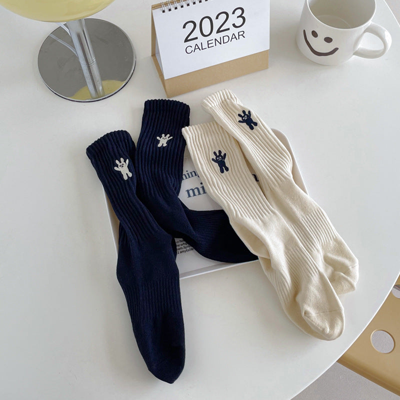 Autumn And Winter Striped Socks Children's Embroidery Trend