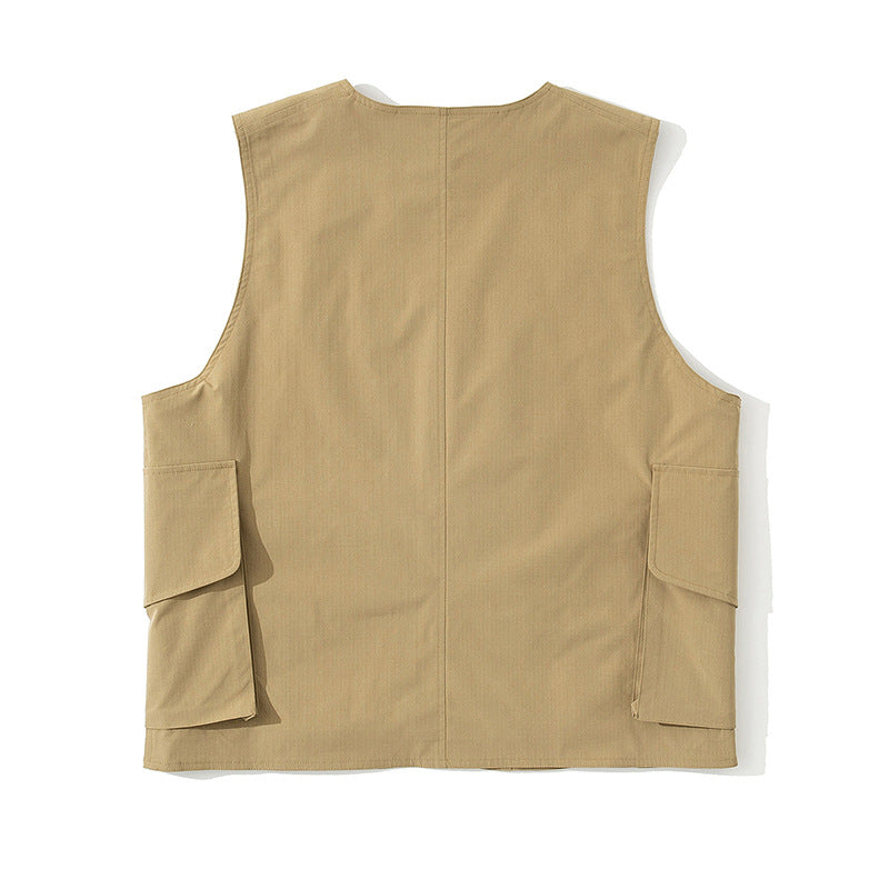 Fashion Japanese Workwear Vest With Multiple Pockets