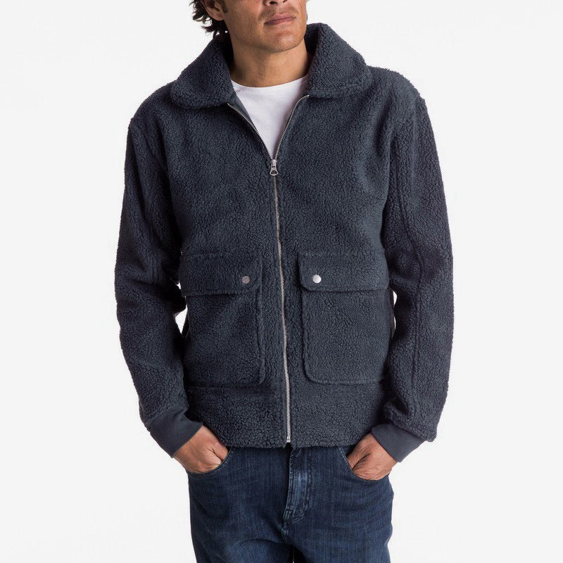 Fall Winter Lapel Long-sleeved Thick Plush Jacket