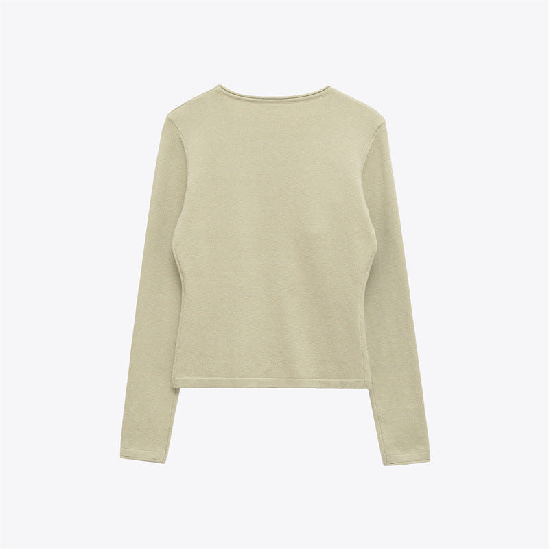 Women's Round Neck Floral Embellished Knit Sweater