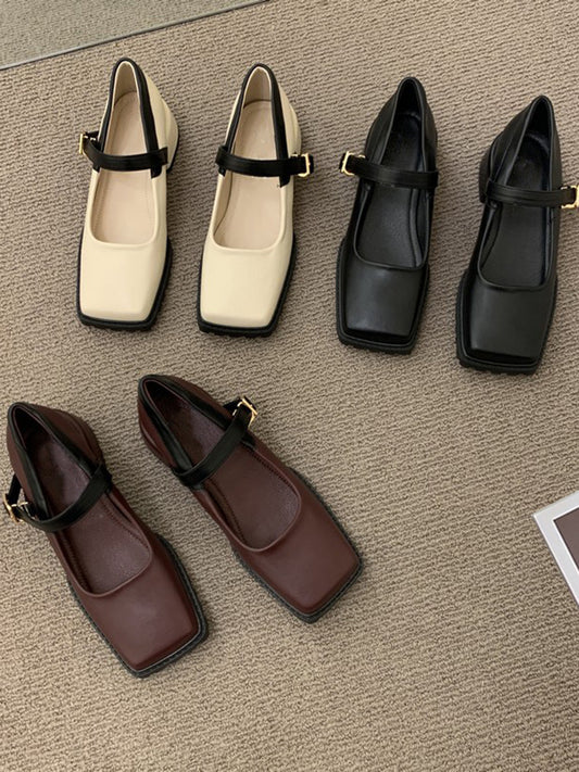 Square Toe Shallow Cut Single Shoe Versatile
