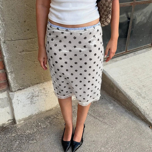 Women's Fashion Retro Dots Printed Low Waist Slim Slimming All-match Tutu