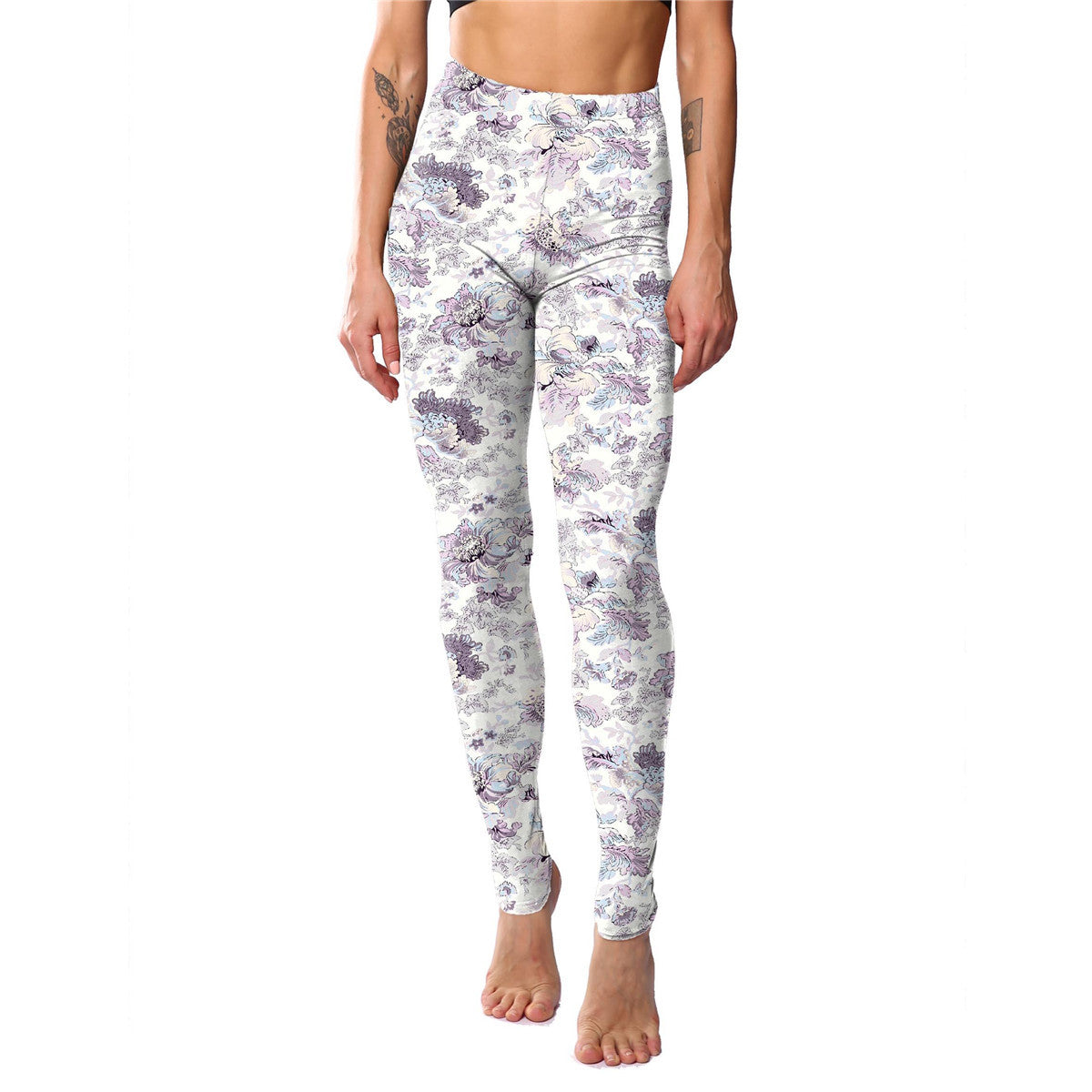 Powder Blue Paisley Print Leggings