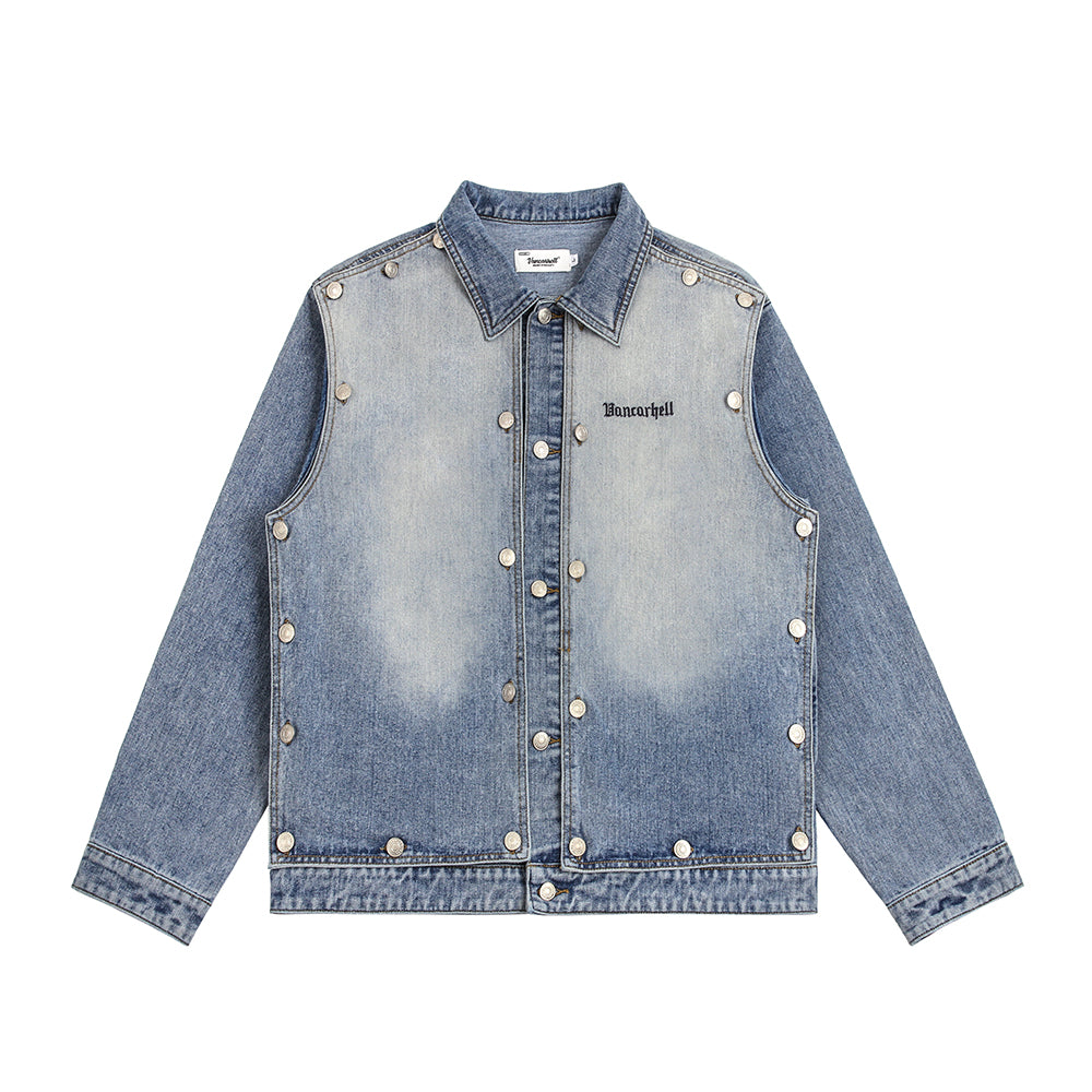 High Street Design Wash Spray Painting Bright White Polo Collar Jacket