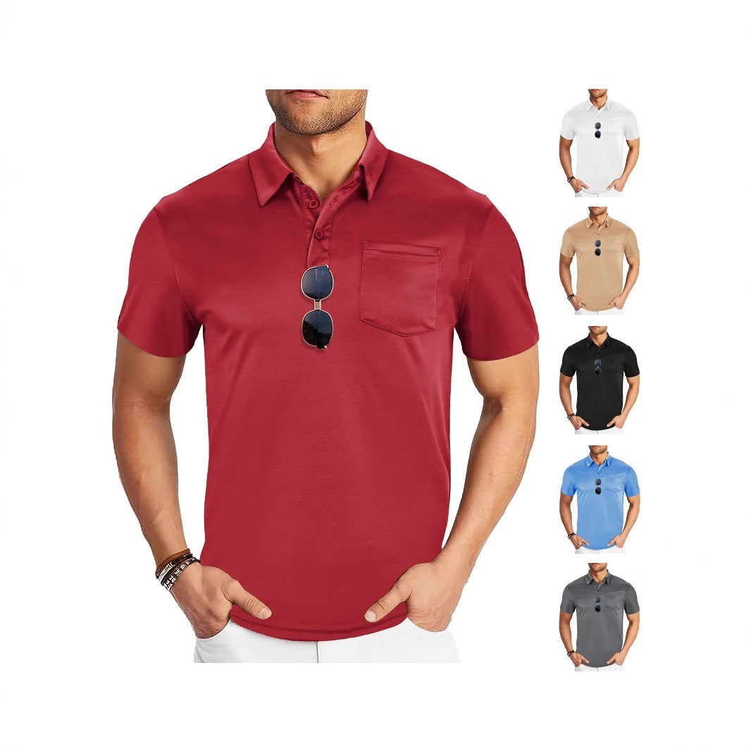 Men's Sporty Casual Breathable Mesh Button-down Collar Solid Color Shirt