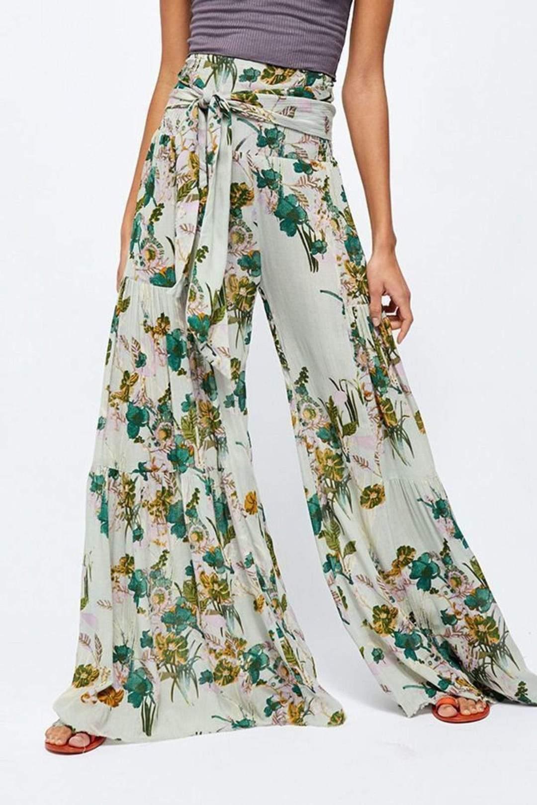 New Digital Printed Women's Loose Casual Pants Beach Wide