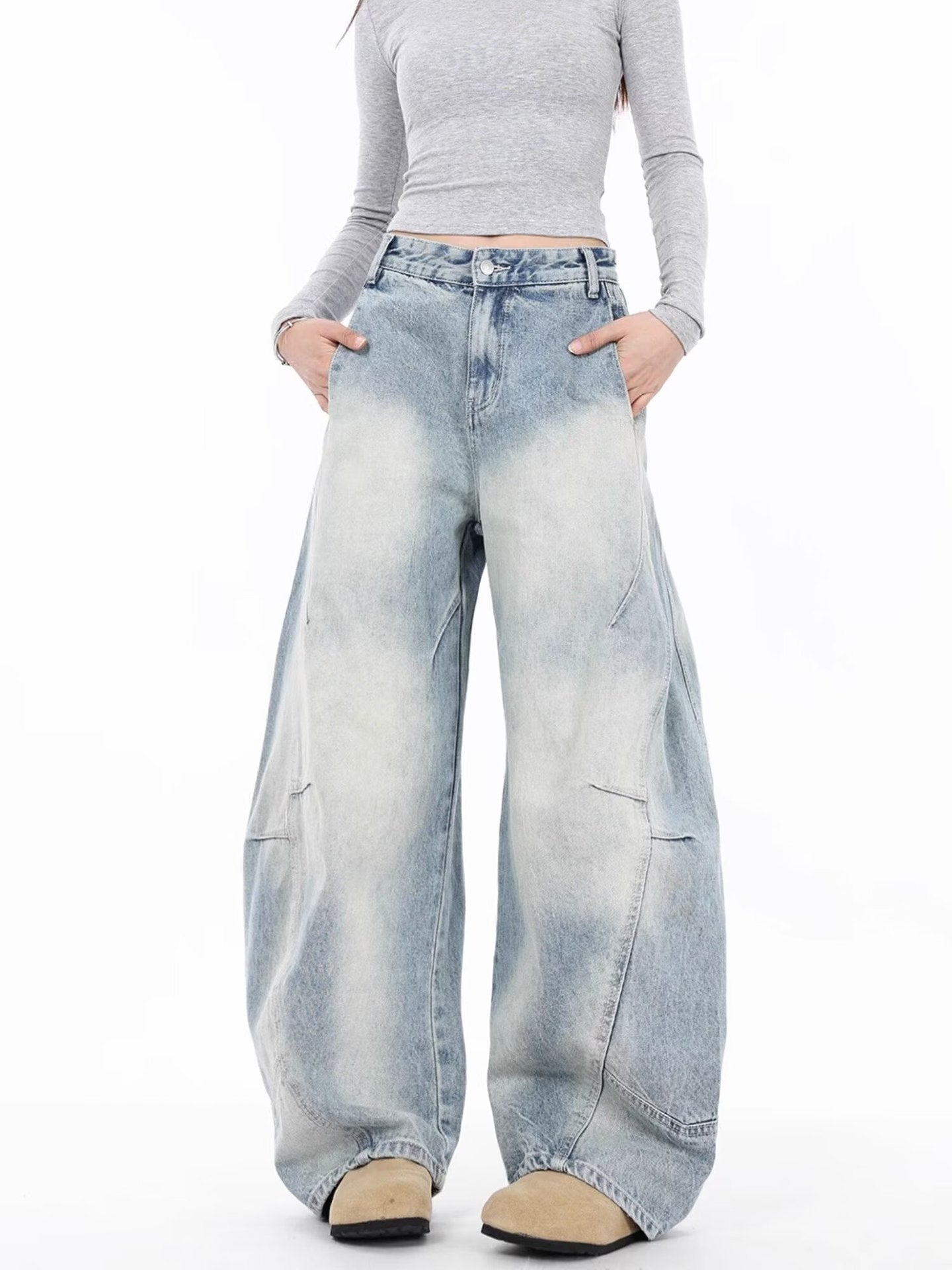 Vintage Rå Straight Wide Leg Jeans
