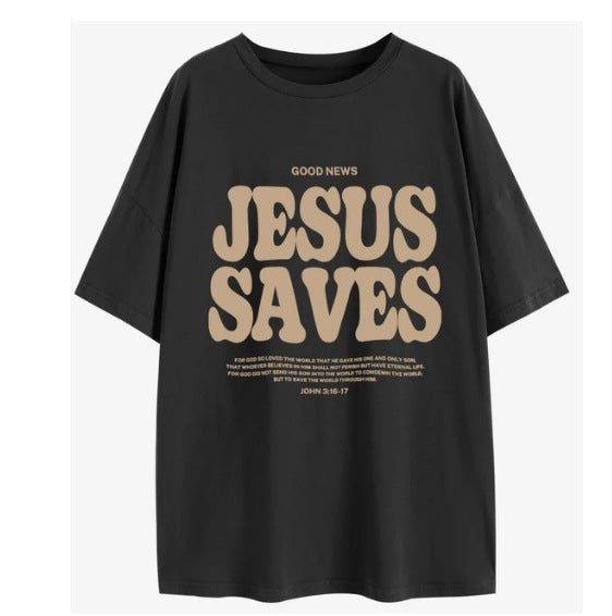 Personaliseret bomulds T-shirt med printet bogstaver og korte ærmer