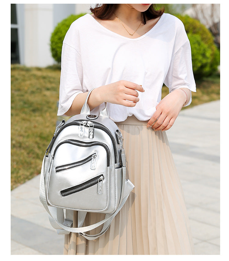 Women's Multi-functional Messenger Bag Soft Leather Lightweight Waterproof Large Capacity Backpack