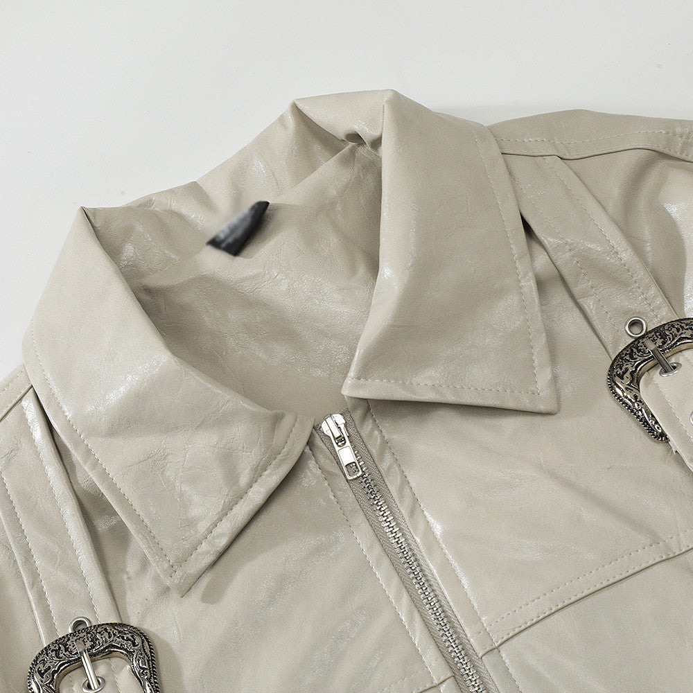 Trendy Brand Handsome Biker's Leather Jacket Men's Spring And Autumn