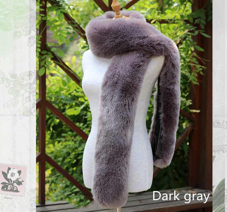 Faux Fox Fur Scarf And Fur Long Women Winter