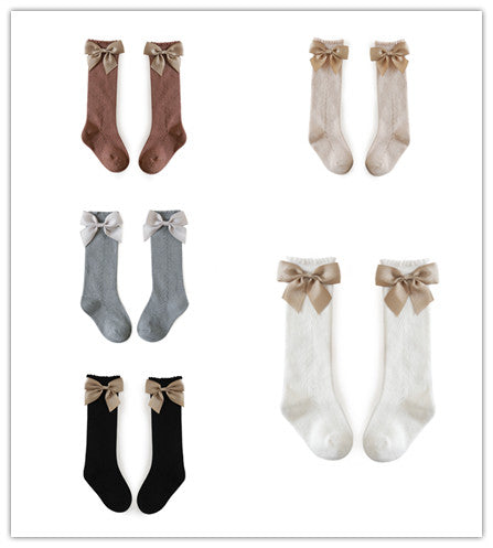 Transfer Circle Hollow Mesh Bow Socks