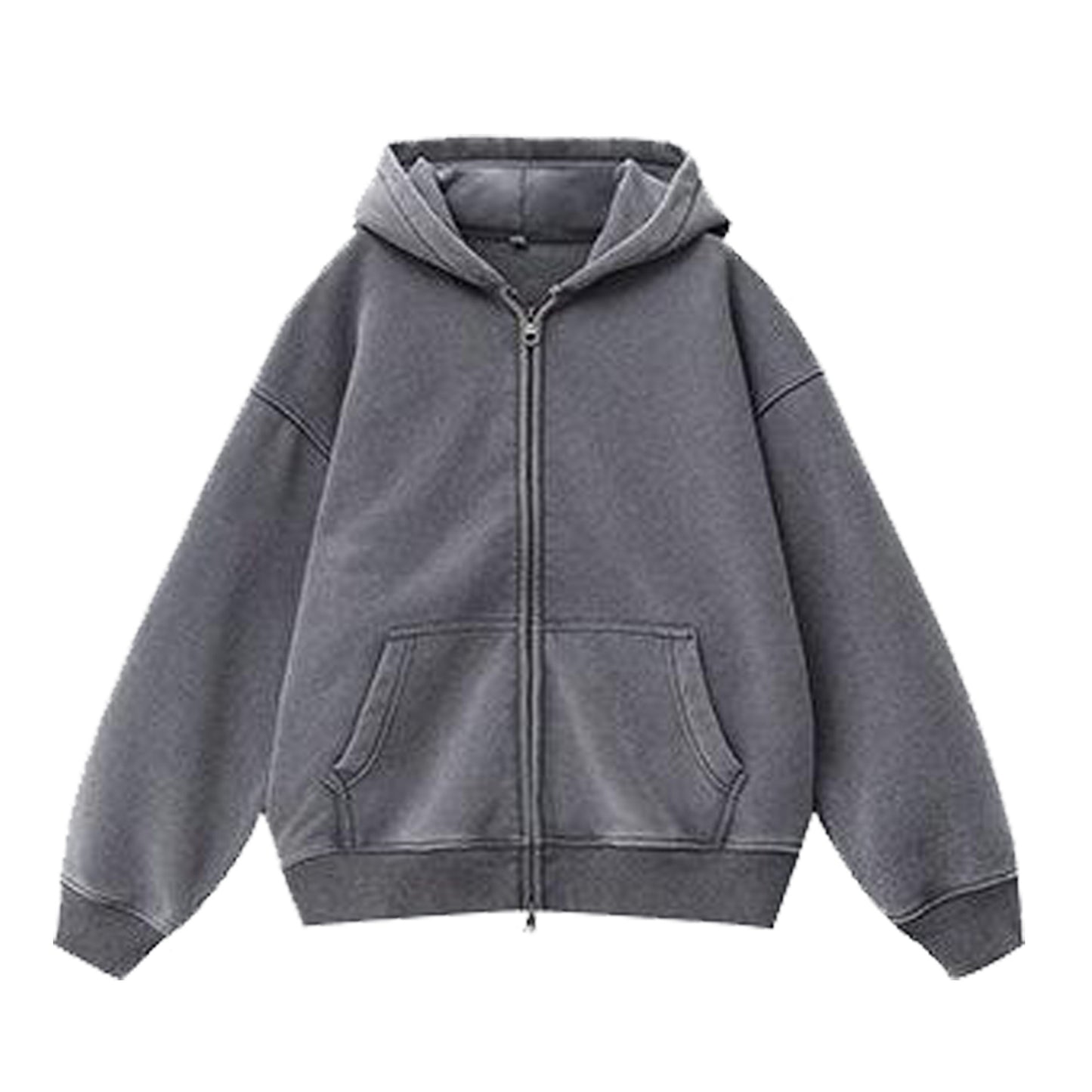 Fleece-lined Distressed Hooded Cardigan Sweater Women's Top