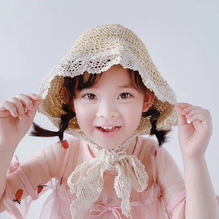 Lace Lace Sweet Sunshade Straw Hat Outdoor Sunscreen