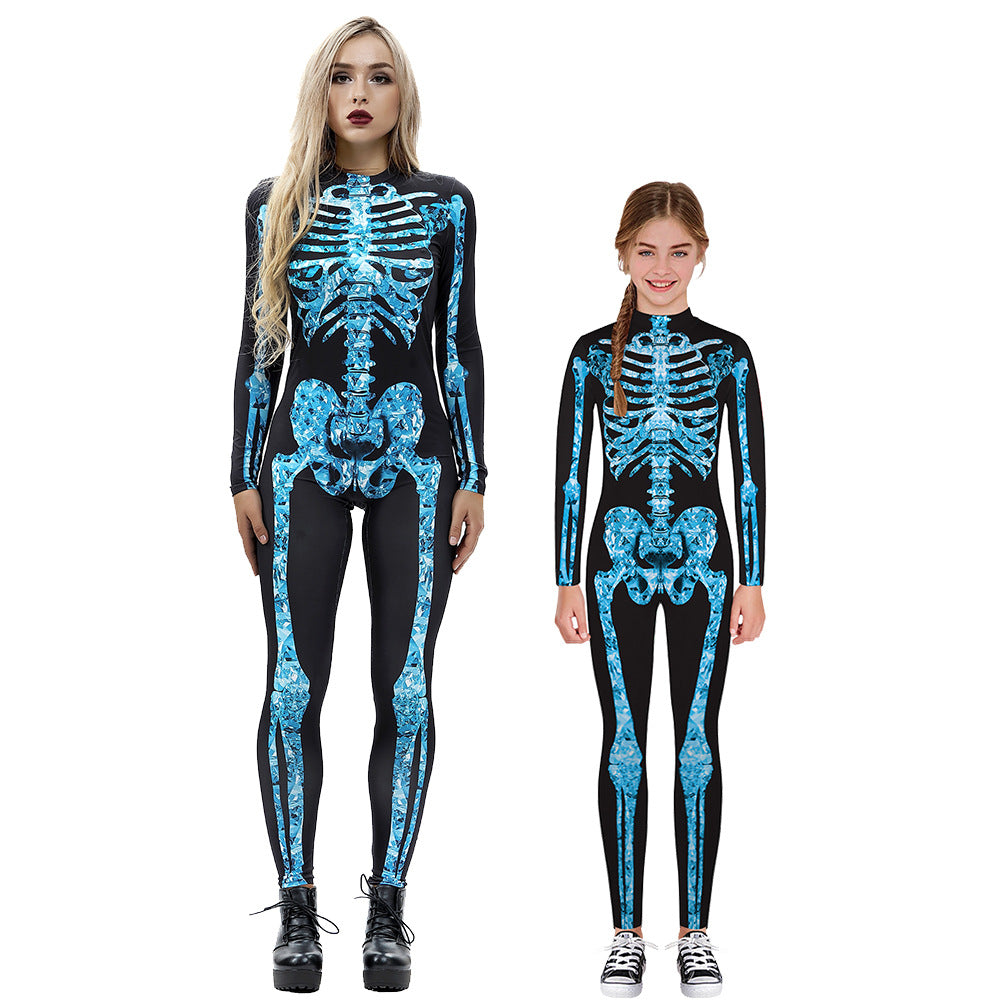 3D Skeleton Digital Printing Long-Sleeved Jumpsuit