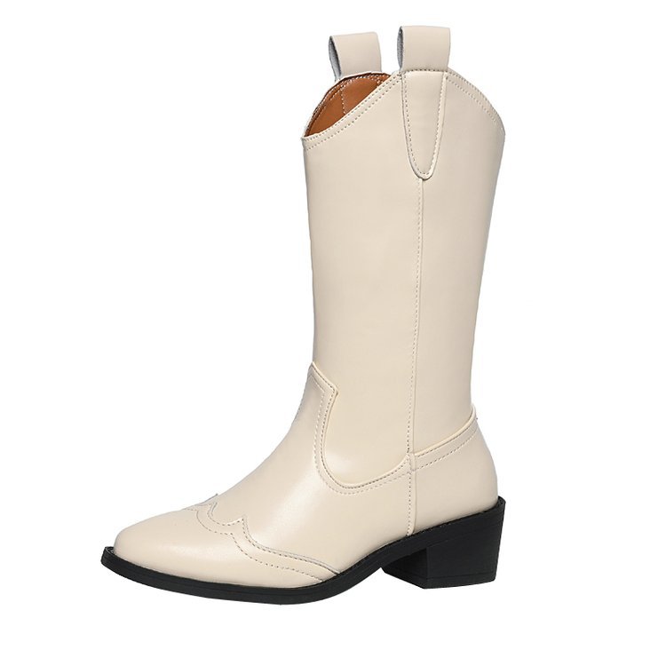 Women's Pointed Toe Sleeve Chunky Heel Fashion Martin Boots